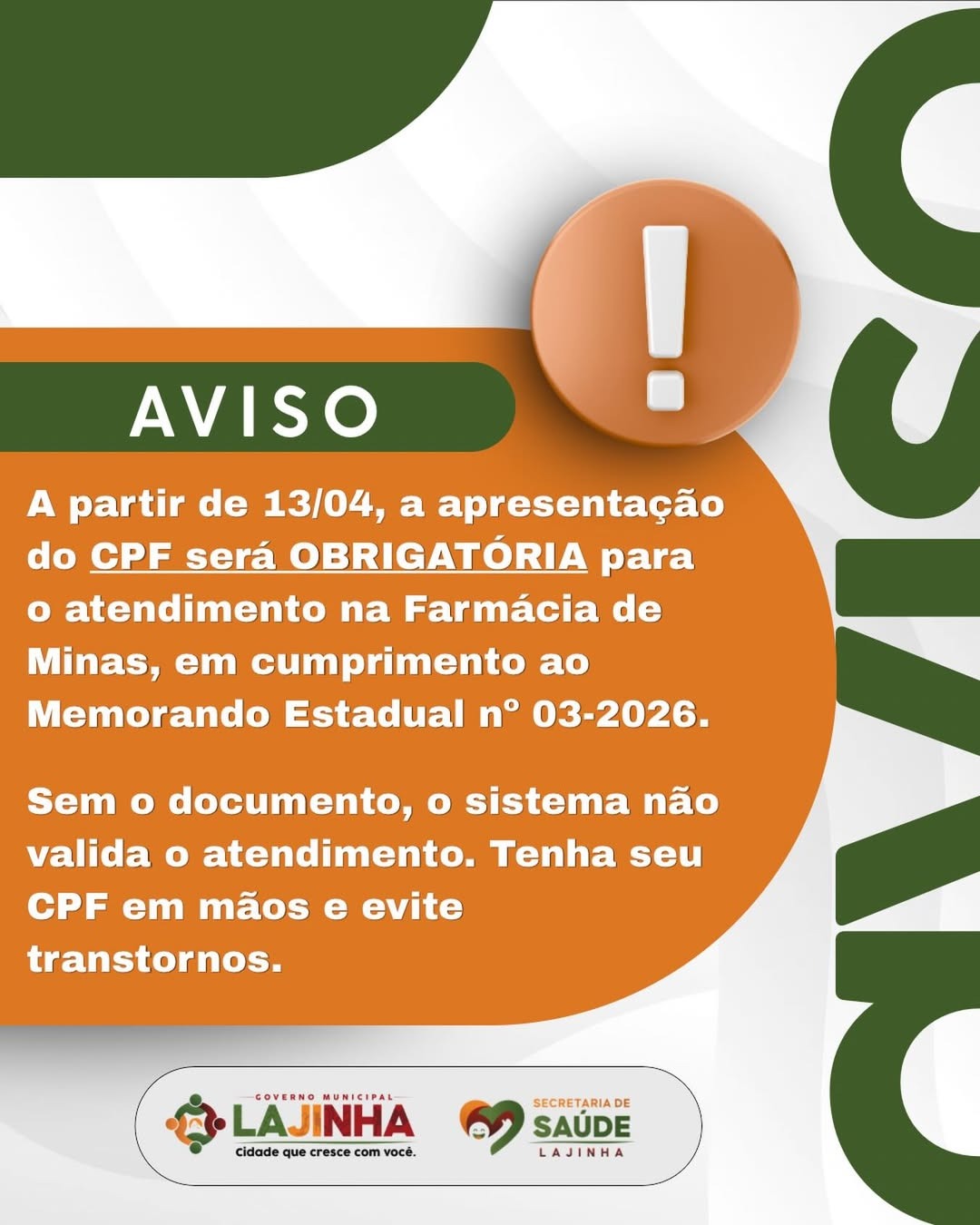 COMUNICADO IMPORTANTE: Farmácia de Minas