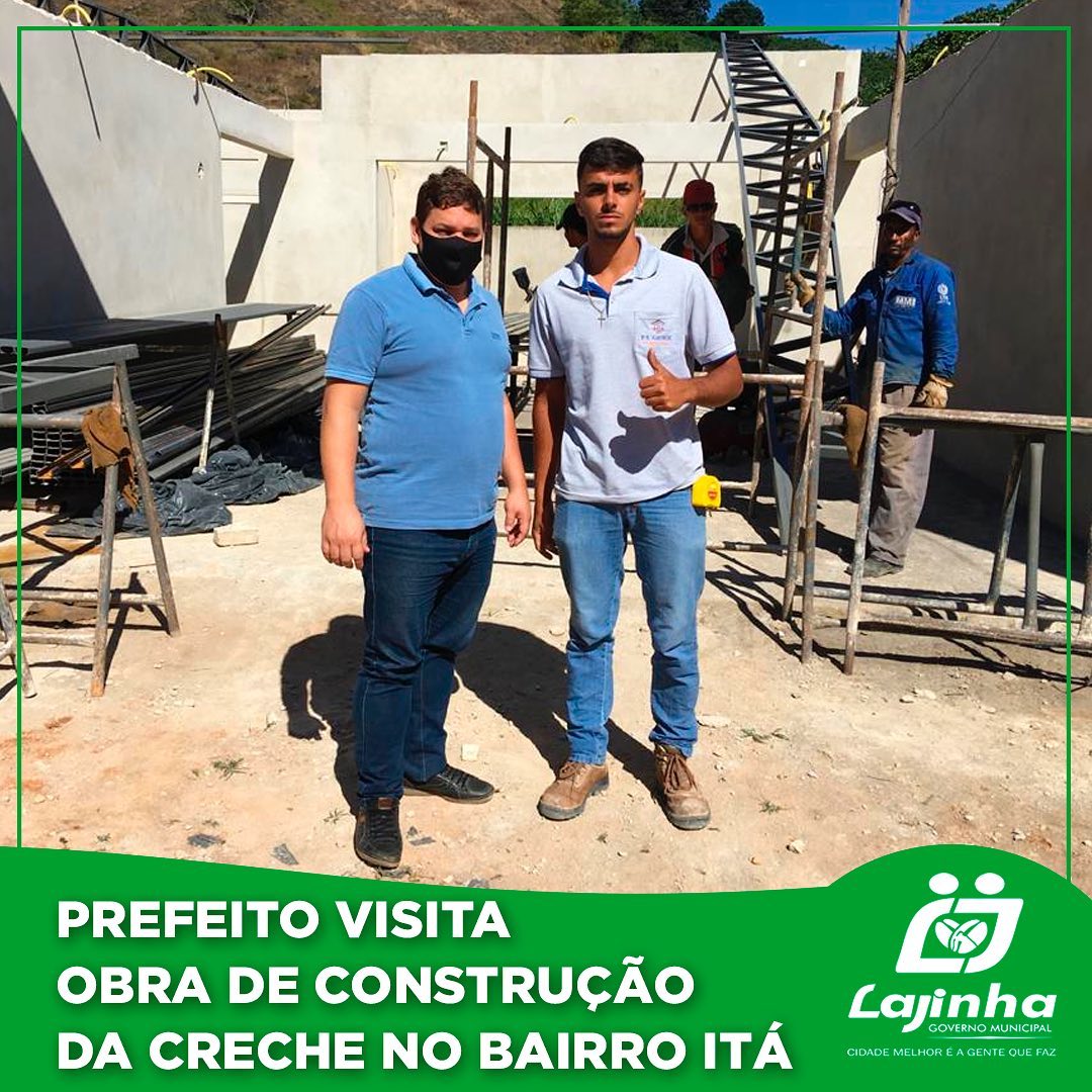 PREFEITO VISITA OBRA DE CONSTRUÇÃO DA CRECHE NO BAIRRO ITÁ